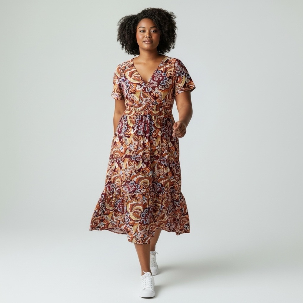 ANTHROPOLOGIE cotton, short sleeve mid length dress size large - Picture 3 of 12